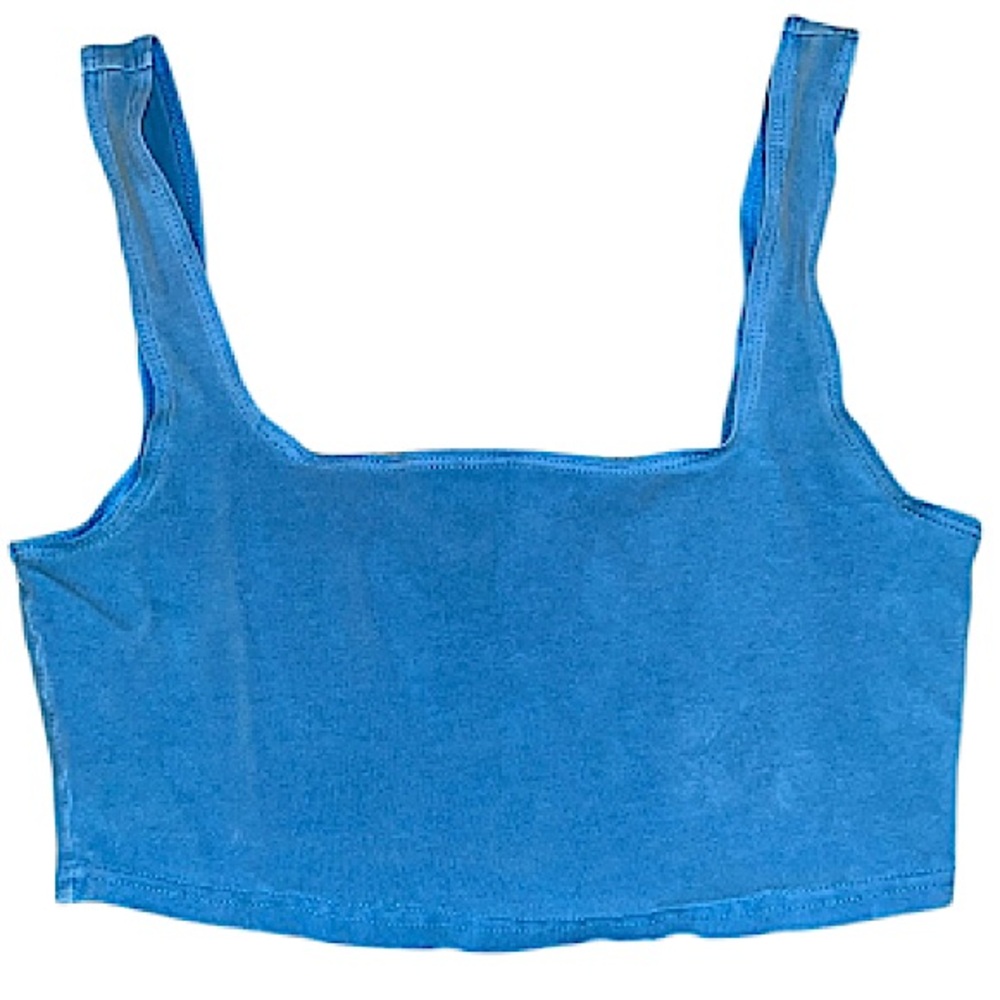 TNA cotton sky blue cropped tank